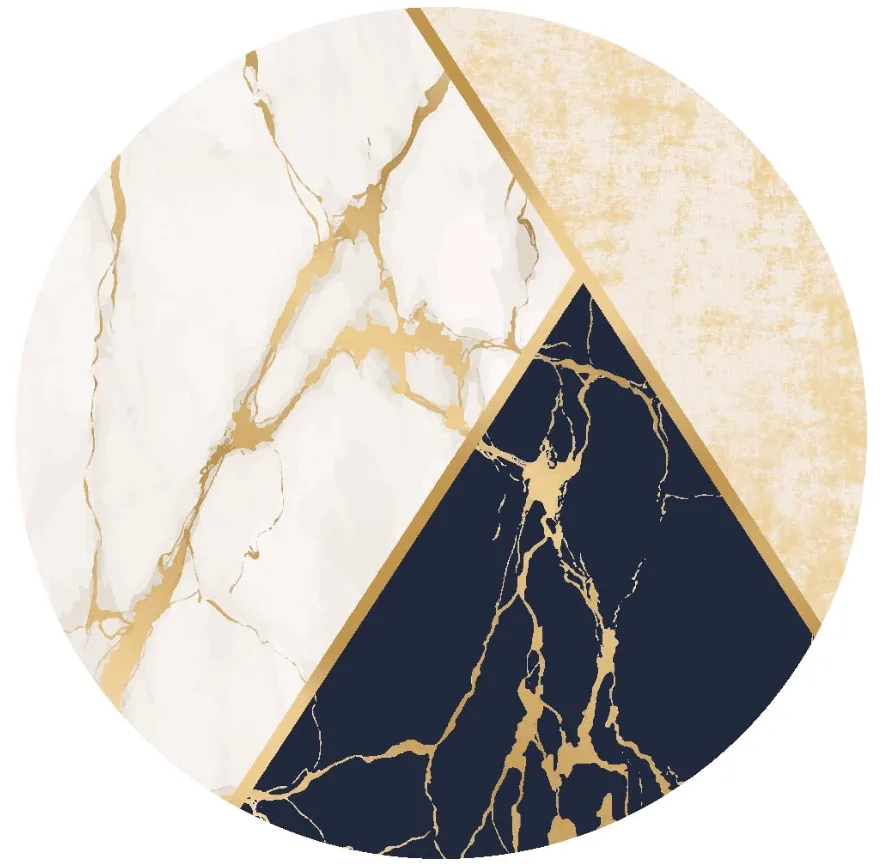 Rundt teppe - Canelli (beige/hvit/blå) (Størrelse: Ø 180 cm)