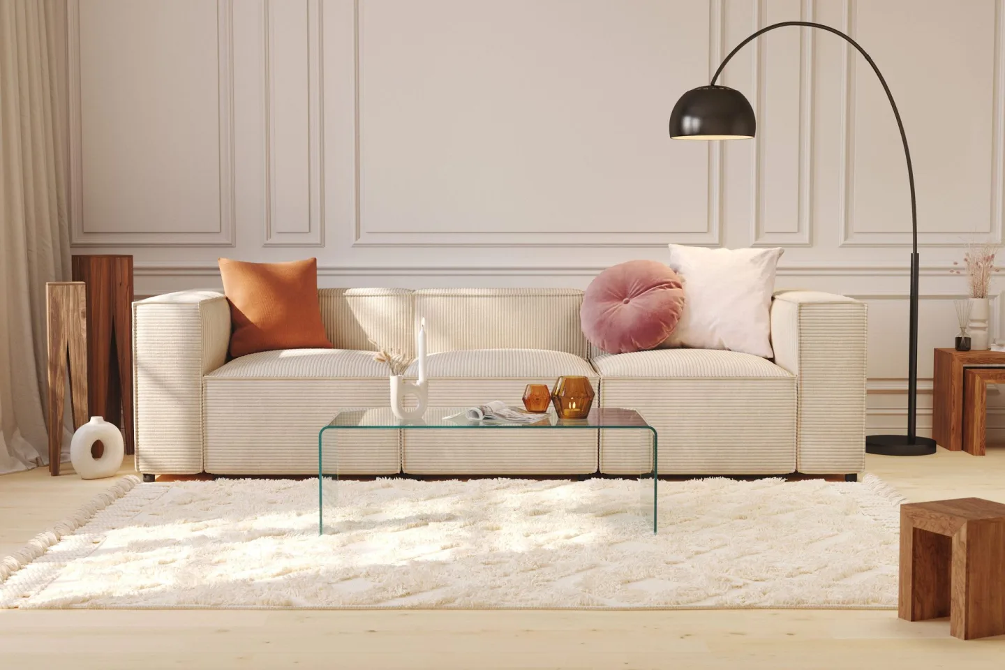 Cubo 1-sits Högermodul i Manchester 108 cm bred - Beige