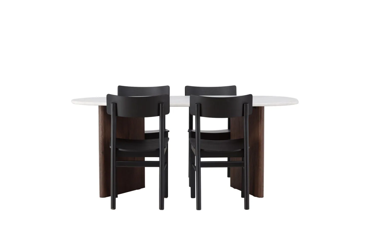 Grönvik Matgrupp 180 cm Oval med 4 Montros Stolar - Mocca