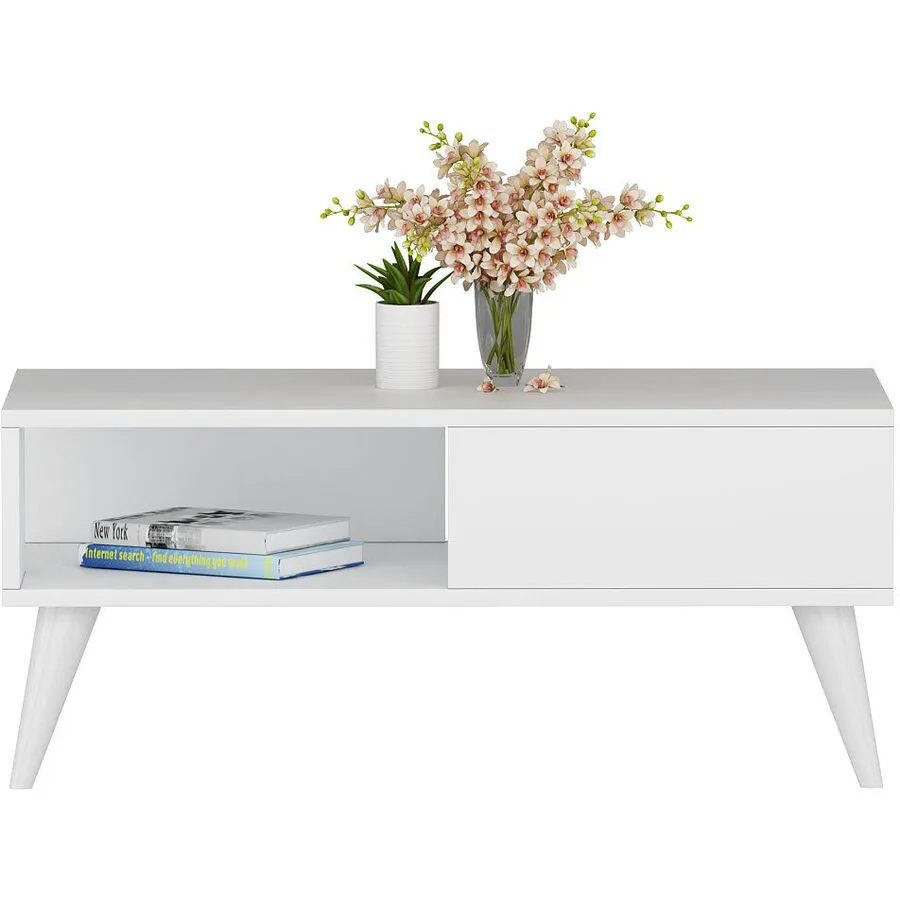 Salontisch Yasam weiss Melaminbeschichtete Spanplatte B 90 T 45 cm