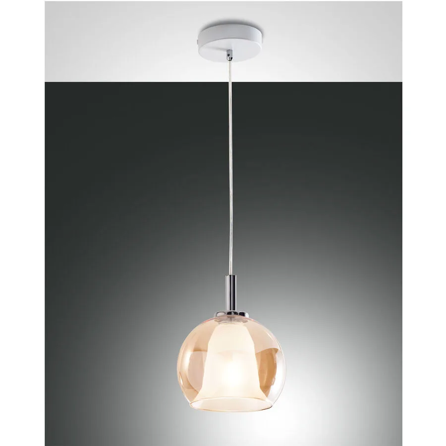 Pendellampe Aby Gelb Glas/Metall 26 cm Höhenverstellbar (manuell) - Farbe: amber - Material: Metall/Glas