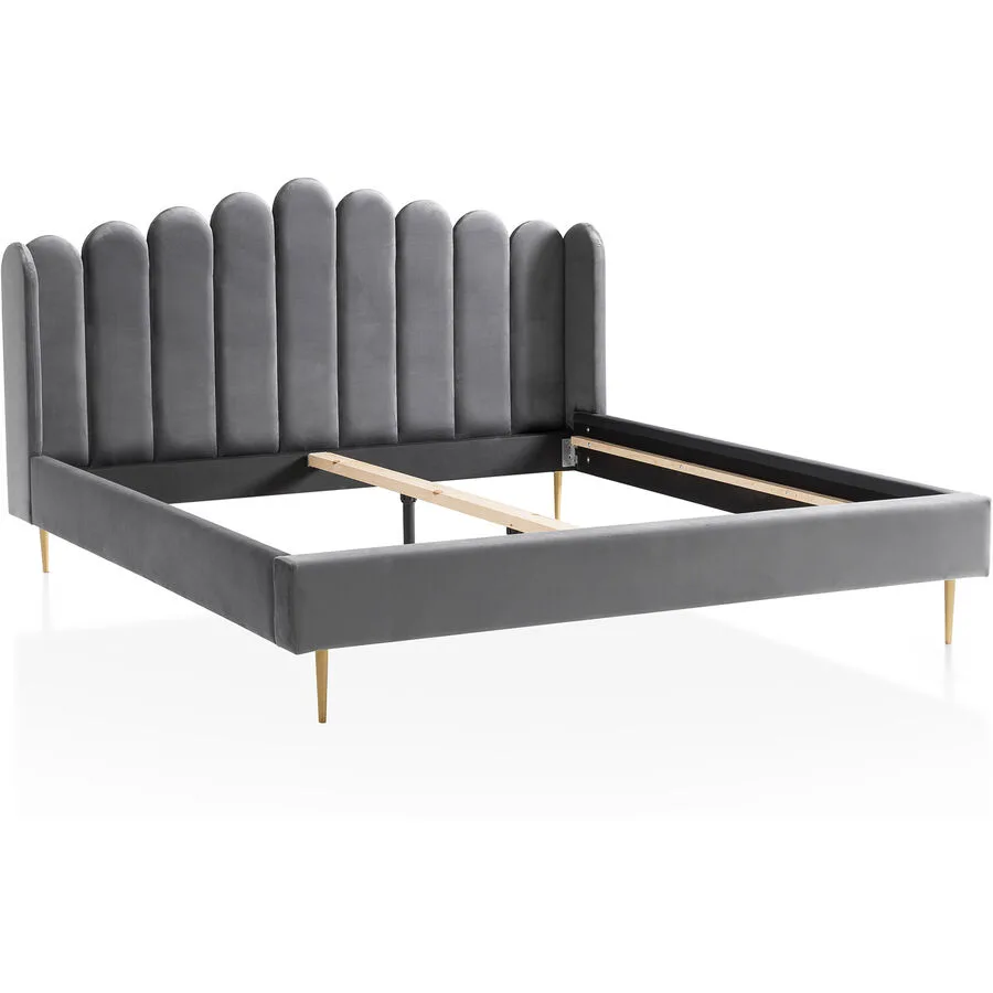 Bett Sergio Grau Samt 180 x 200 cm