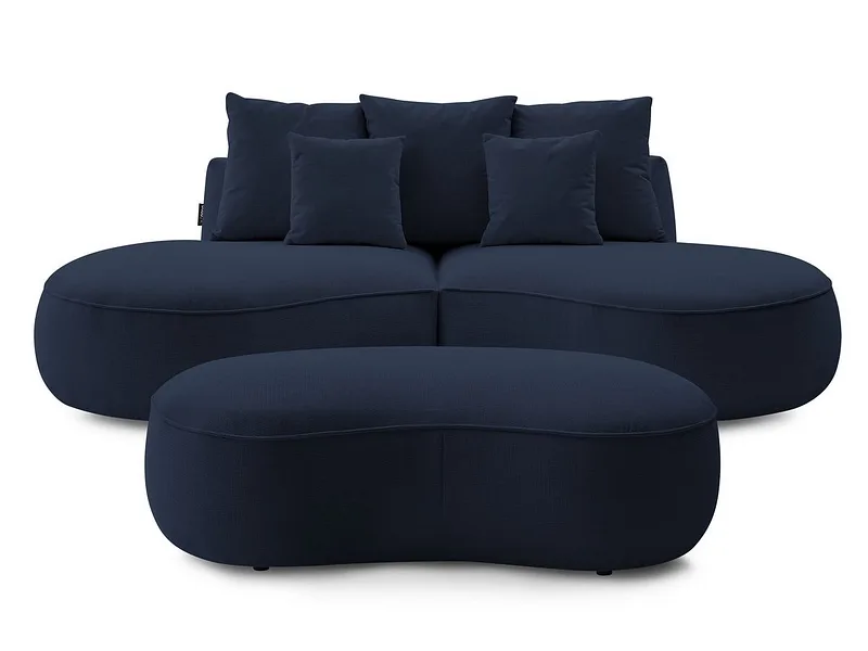 3er Sofa mit Hocker BOBOCHIC SAINT-GERMAIN Stoff mit Textur dunkelblau