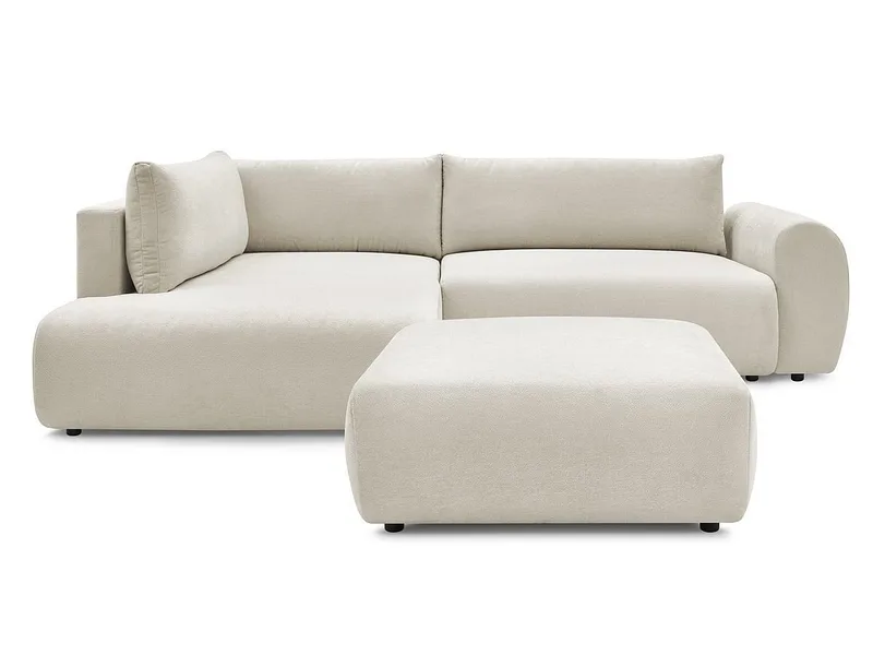 Ecksofa mit Hocker BOBOCHIC LUCIEN Stoff beige