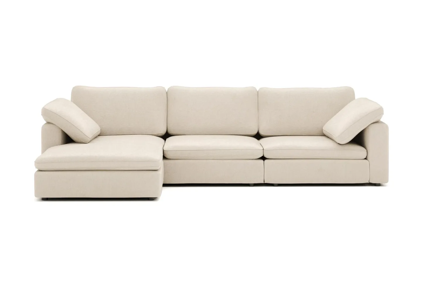 Visby 4-sits L-formad Djup Vändbar Soffa med Divan i Tyg - Beige