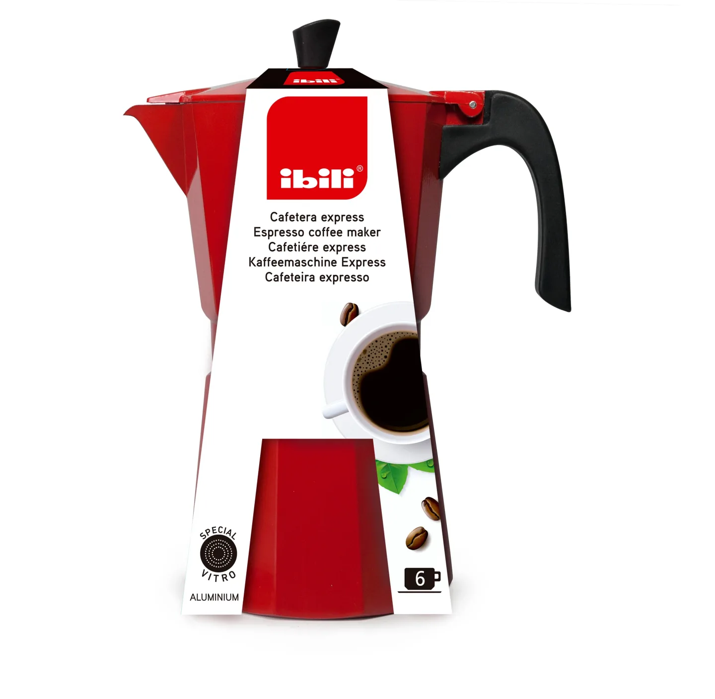 Ibili - Bahia espressokanne - 6 kopper - rød
