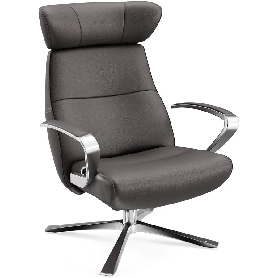 Conform Sessel Enno Dunkelbraun, Silber Leder, Aluminium T 163 B 81 H 99 cm - Möbel Konfigurator: Traummöbel individuell zusammenstellen