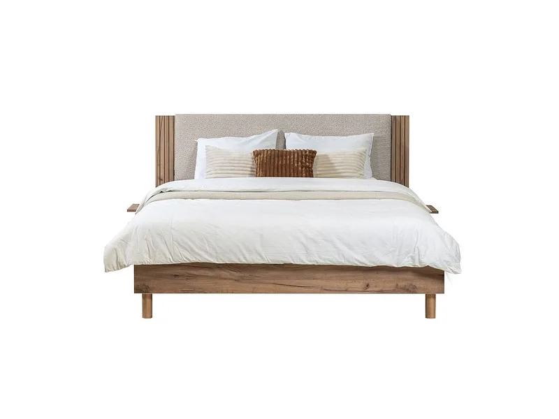 Bett BOBOCHIC LIOR 160x200cm stoff hellgrau