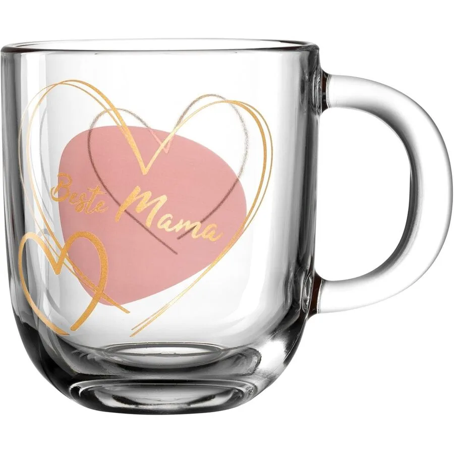 Tasse Leonardo Gold/Transparent/Rosa Glas H 15 cm