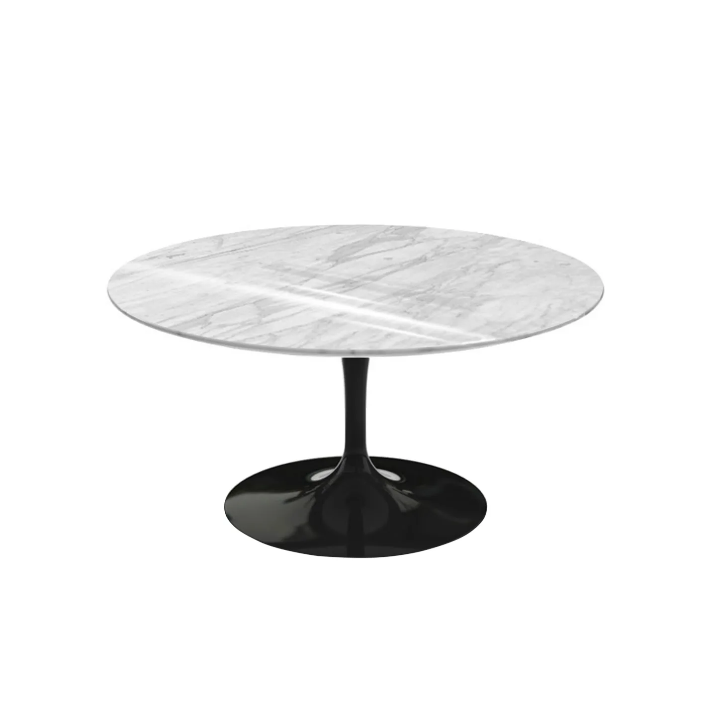 Knoll - Saarinen Round Table - Soffbord, Svart underrede, skiva i glansig Statuarietto marmor, H: 38, Ø 91 - Soffbord - Eero Saarinen - Svart,Vit - Metall/Sten