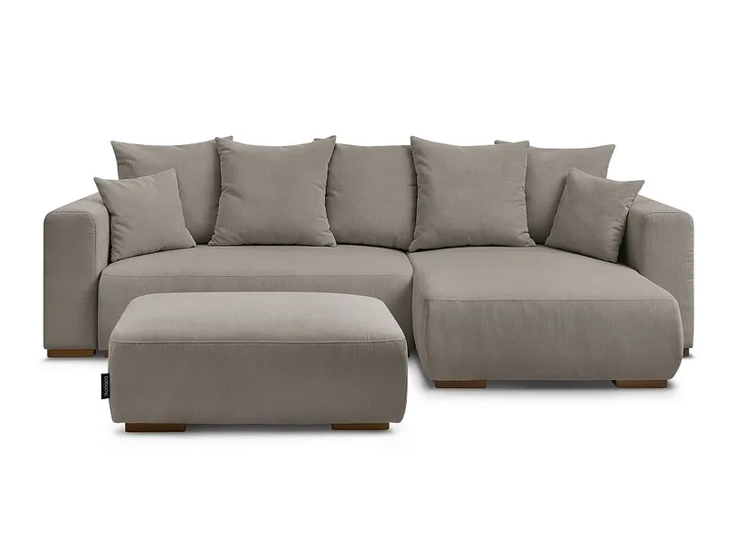 Ecksofa mit Hocker BOBOCHIC SIDONIE Cord-Stoff taupe