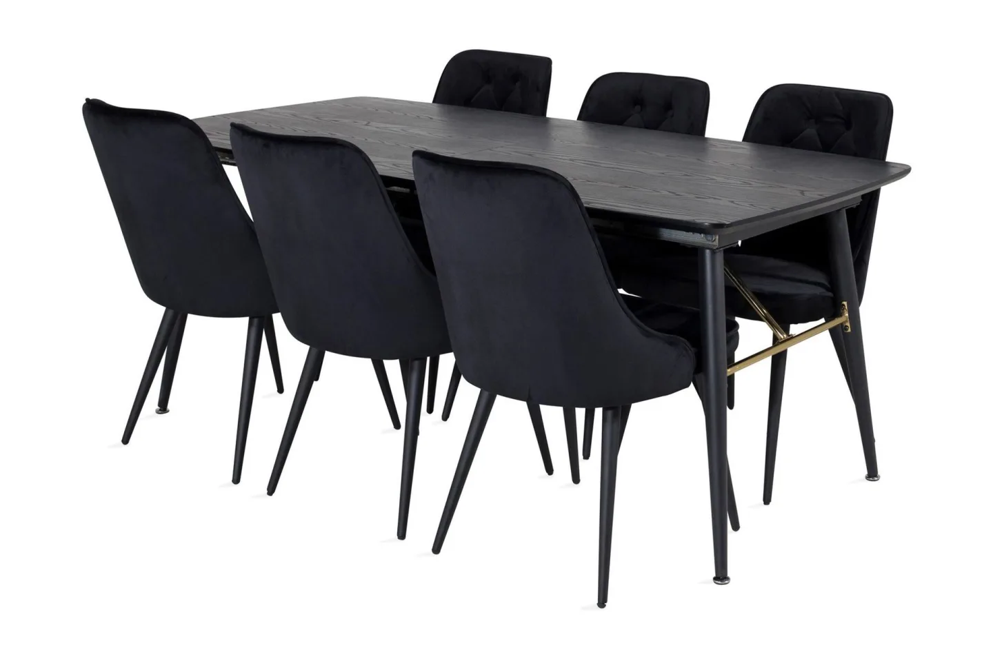 Irunea Förlängningsbar Matgrupp 180cm inkl 6 Valera Lyx Stol - Svart