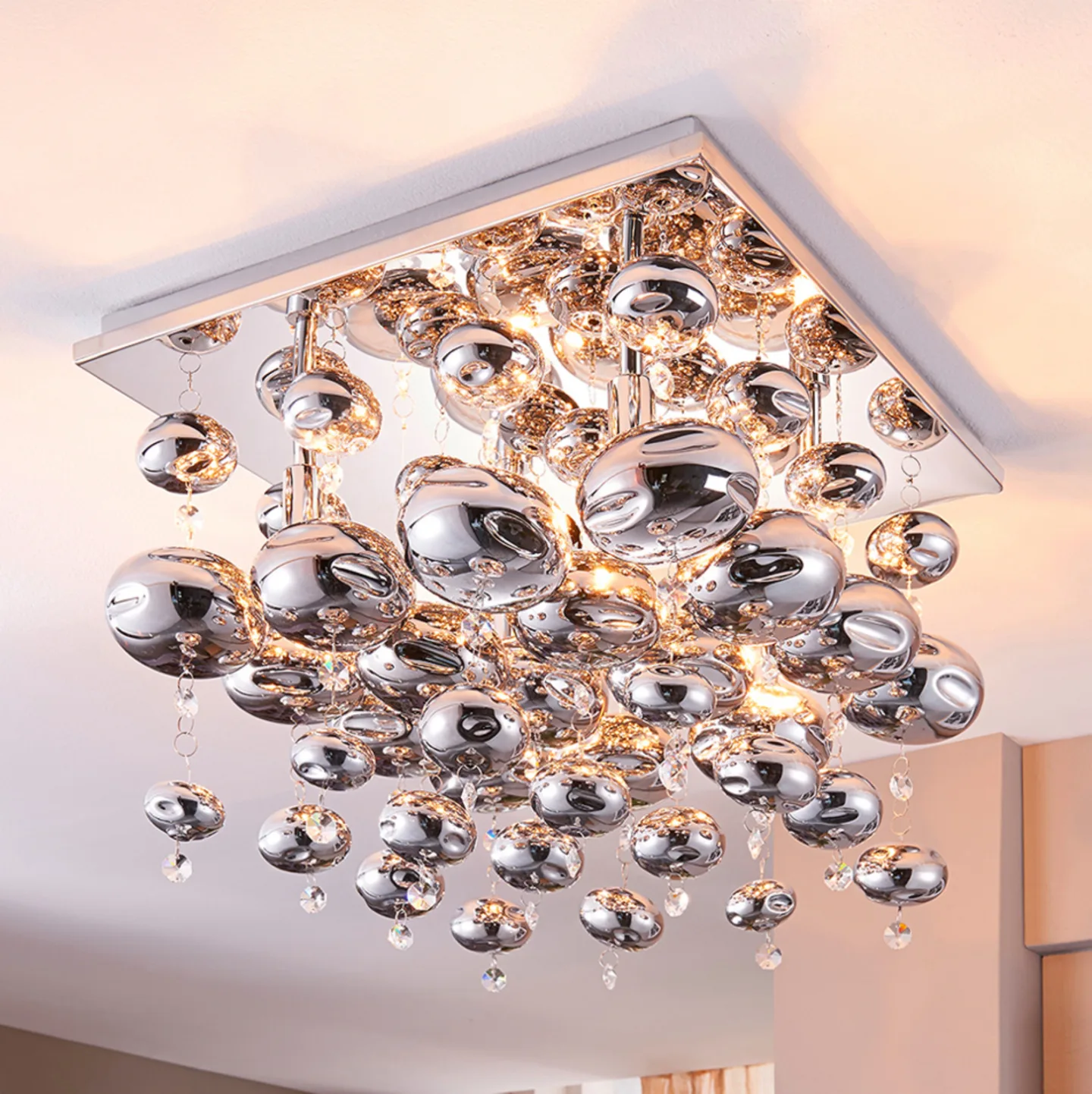 Esfera Deckenleuchte Chrome/Smoke - Lindby - Wohnzimmer - Modern - Metall - Kugel