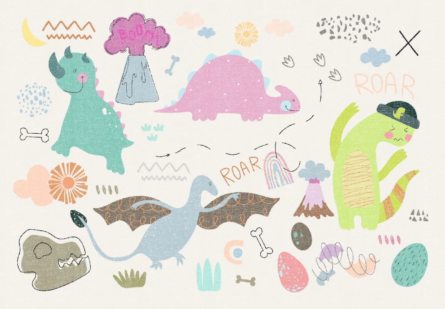 Barneteppe - Dino (multi) (Størrelse: 120 x 170 cm)