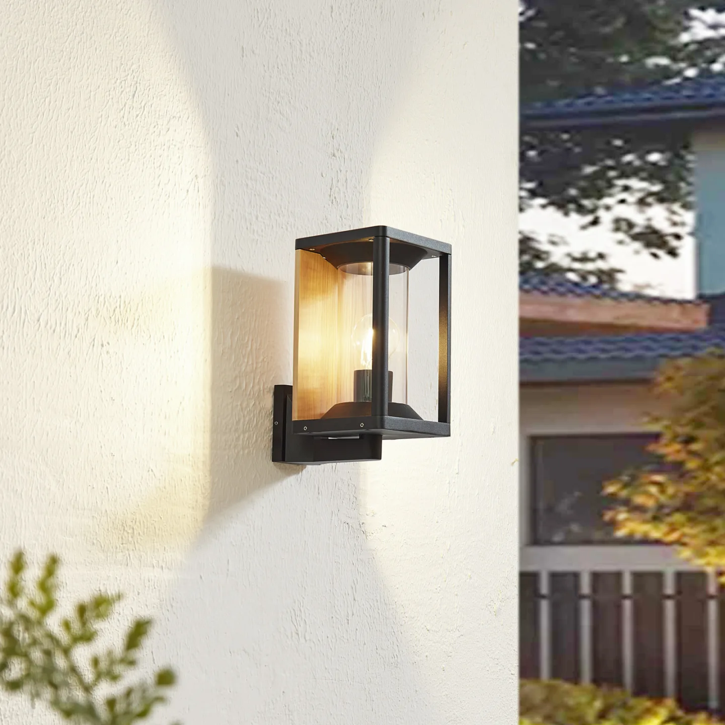 Candina Außenwandleuchte IP65 Schwarz - Lucande - Balkon - Modern - Aluminium - Eckig