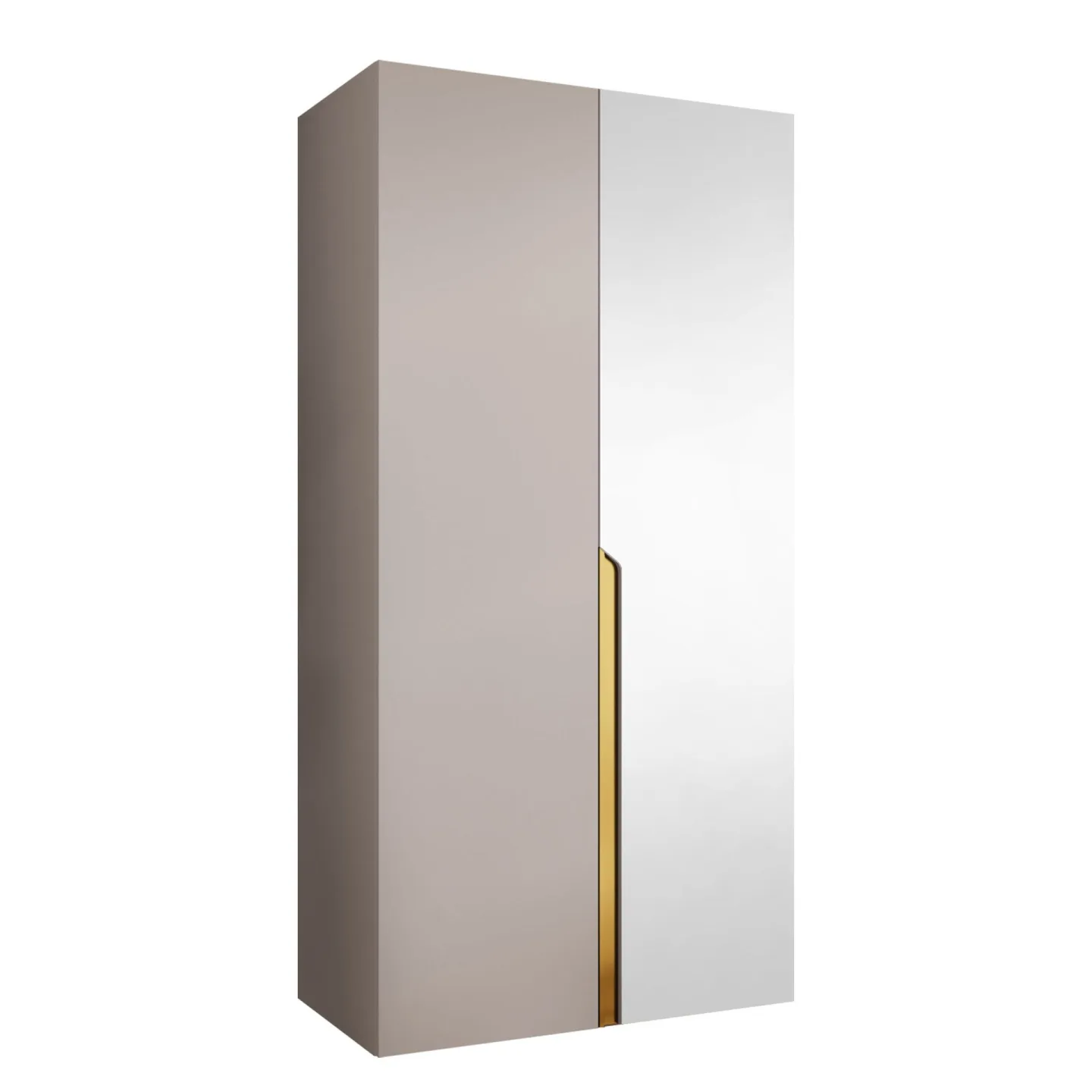 Milias Garderob med spegel 100x202 cm - Guld, beige