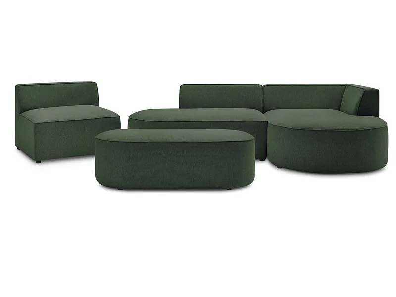 Ecksofa mit Hocker BOBOCHIC ROUSSEAU Stoff chiniert grün