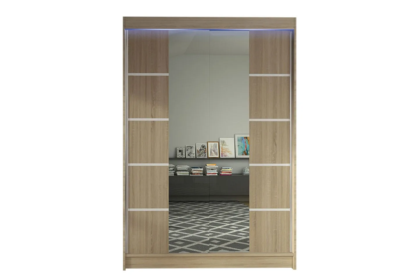 Liverpool Garderob med Spegel 120x200 cm - Beige