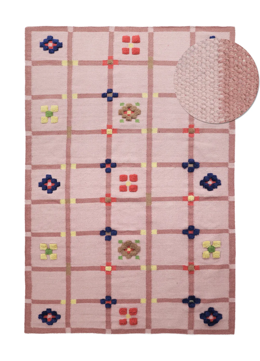 Ullteppe - Lausanne Flatweave Tufted Premium (rosa) (Størrelse: 80 x 150 cm)