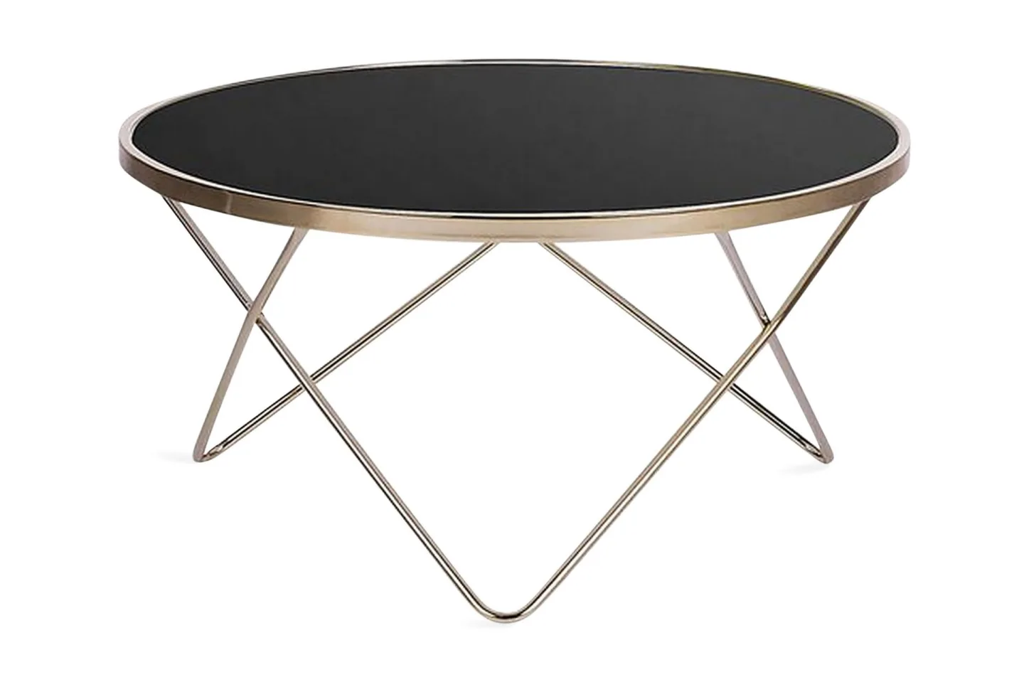 Meerah Soffbord 80 cm Runt - Glas/Svart/Guld
