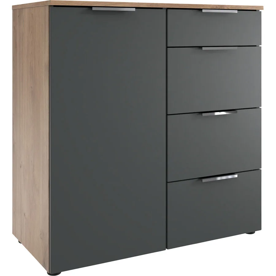 Kommode Sanko Plankeneiche/graphit Holzwerkstoff B 81 H 84 cm