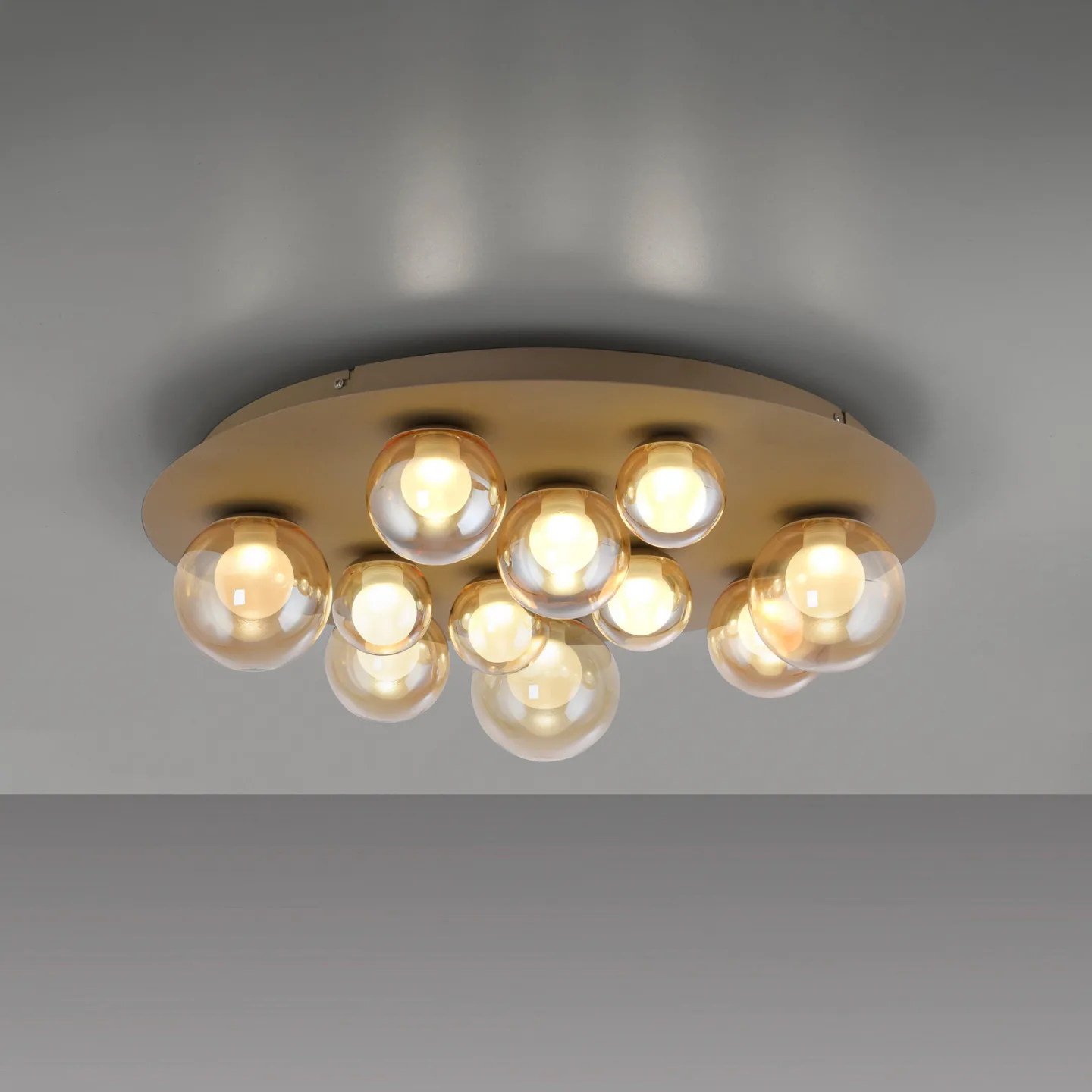 Pop-up LED-loftlampe, bronze/ravfarvet, Ø 60 cm, CCT, 11 lyskilder – PURE Popup - Stue - Metal - Med skærm