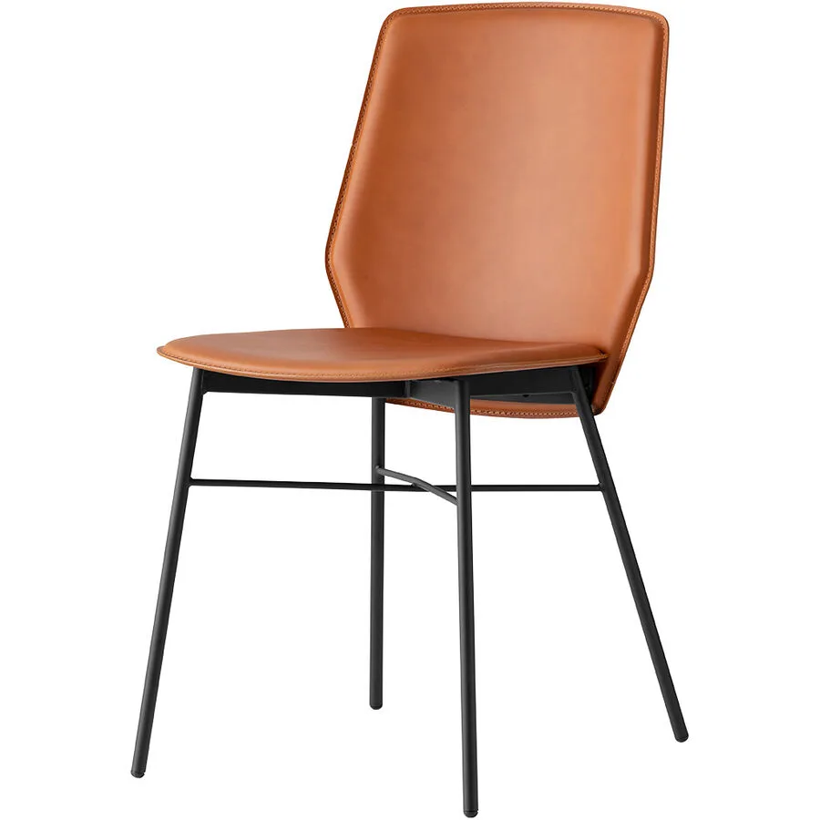 CONNUBIA Schalenstuhl 2er-Set Sibilla cognac / schwarz Metall / Leder B 56 cm