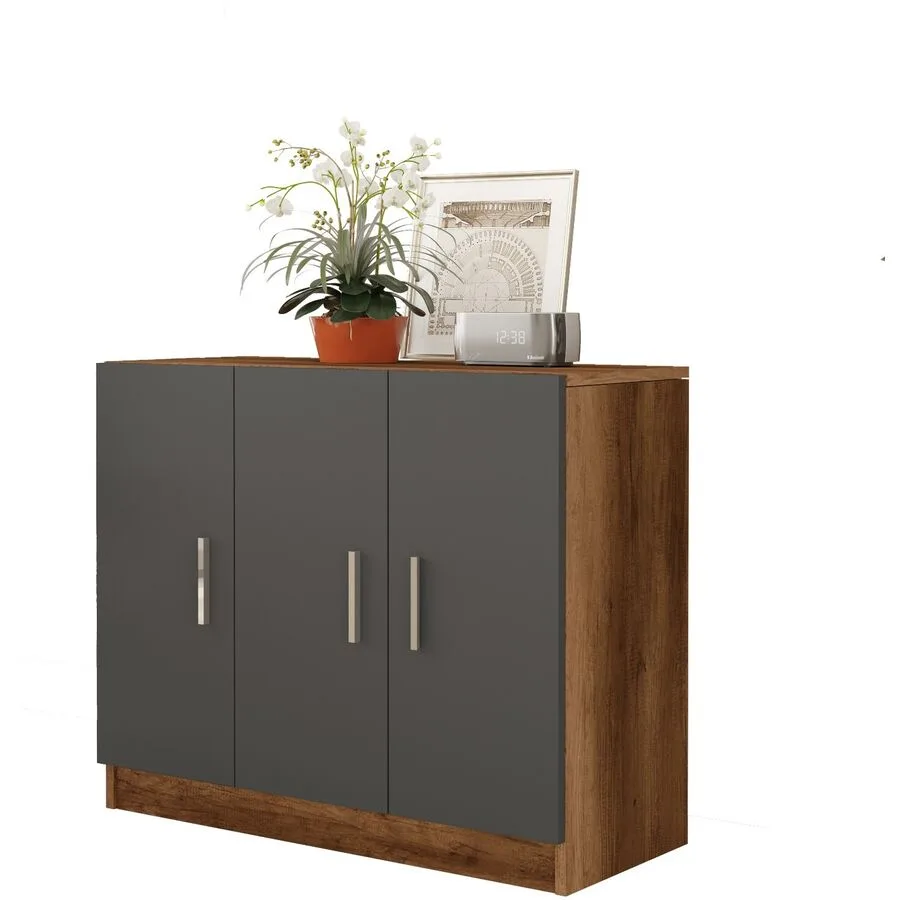 Schrank Yemek Walnuss und Anthrazit melaminbeschichtete Spanplatte B 89.1 cm H 73.8 cm