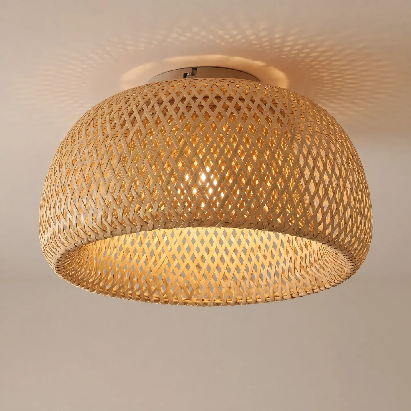 Jadwiga loftlampe, bambus, Ø 45 cm, E27, træ – Lindby - Stue - Skandinavisk - Med én lyskilde