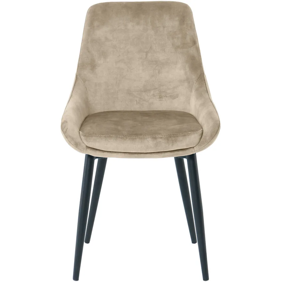 Stuhl 2er-Set Stefano hellbeige Metall pulverbeschichtet, Polyester Samt