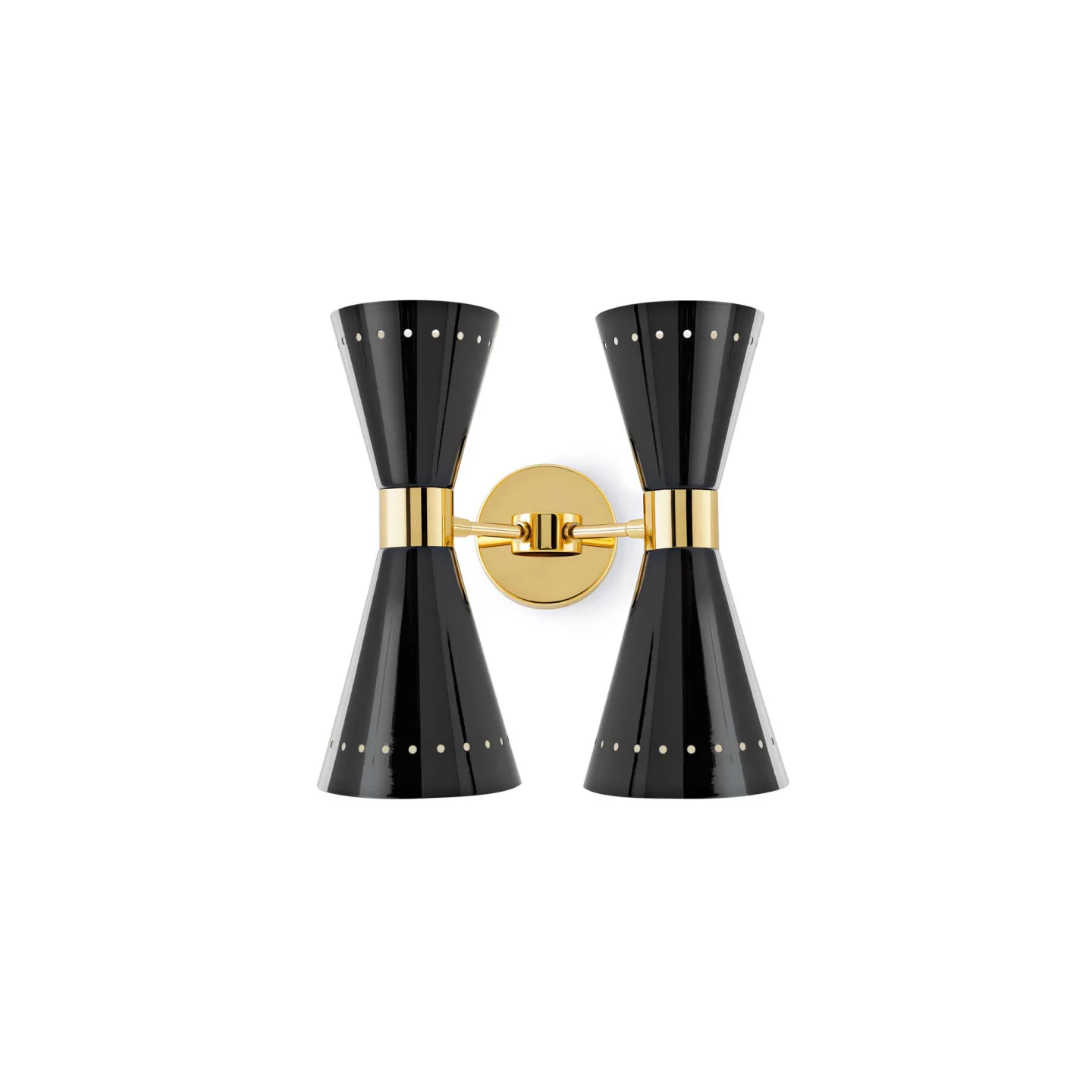 Stilnovo - Megafono Wall 2, Gold/Black - Vägglampor - Svart - Metall