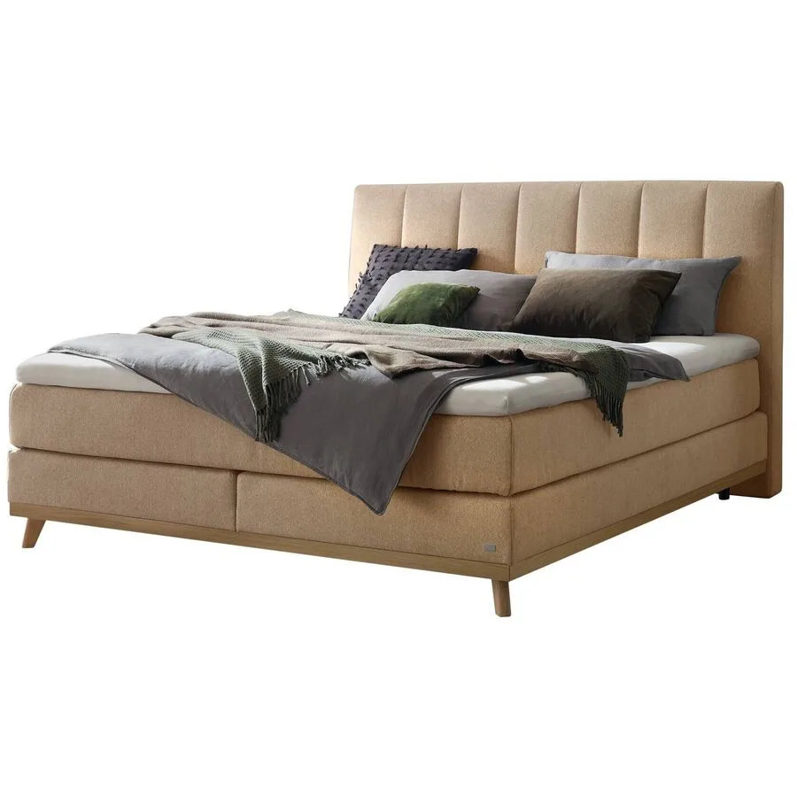 Hasena Boxspringbett Stefania sand Stoff 140 x 200 cm
