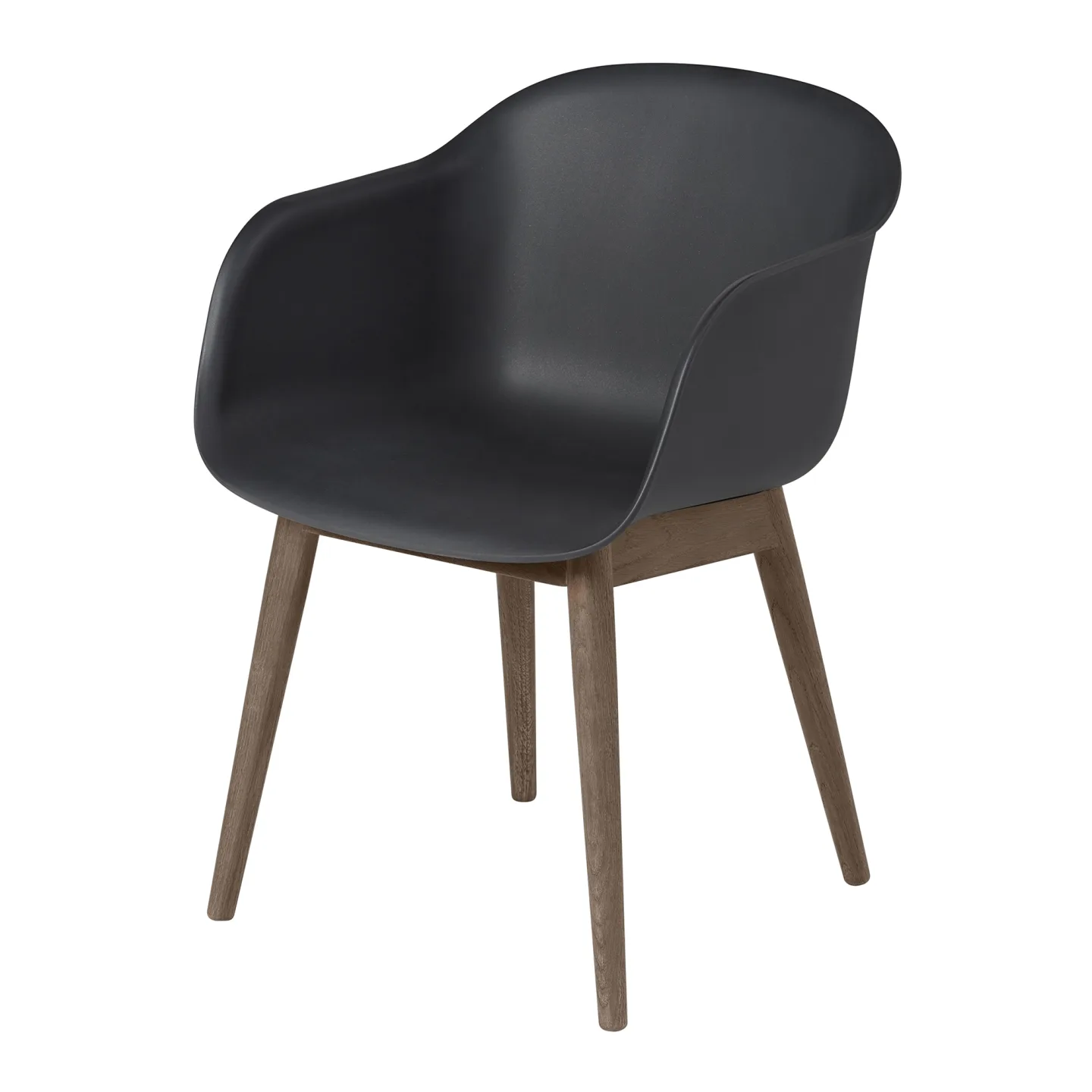 Muuto - Fiber Armchair Wood base Black / Stained Dark Brown - Matstolar - Iskos-Berlin - Trä/Syntetiskt