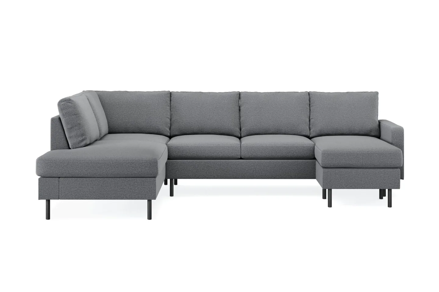 Peppe 4-sits Vänstervänd U-formad Soffa med Divan och Schäslong i Tyg - Ljusgrå