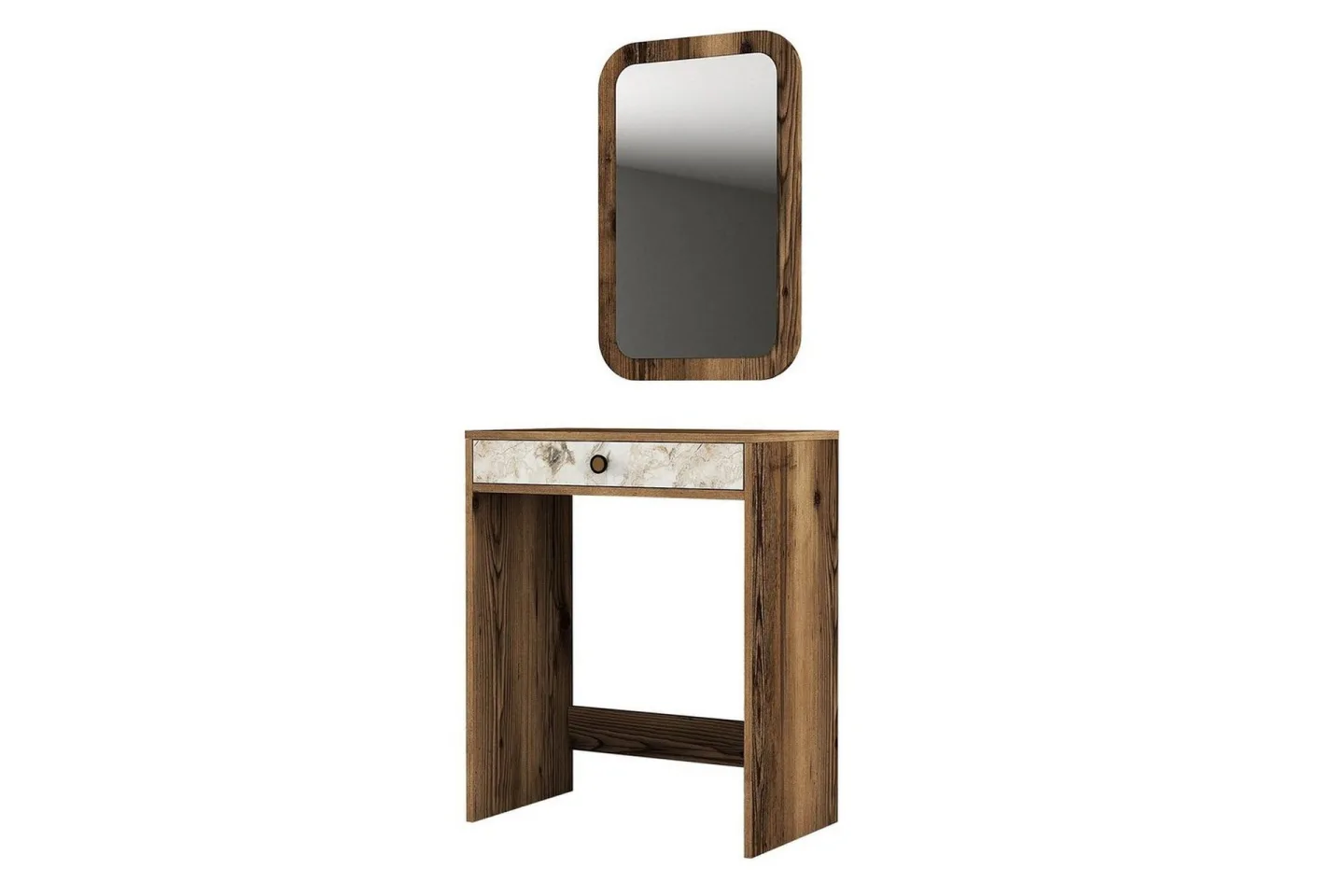 Ameias Sminkbord 70 cm - Valnöt/Vit/Marmor