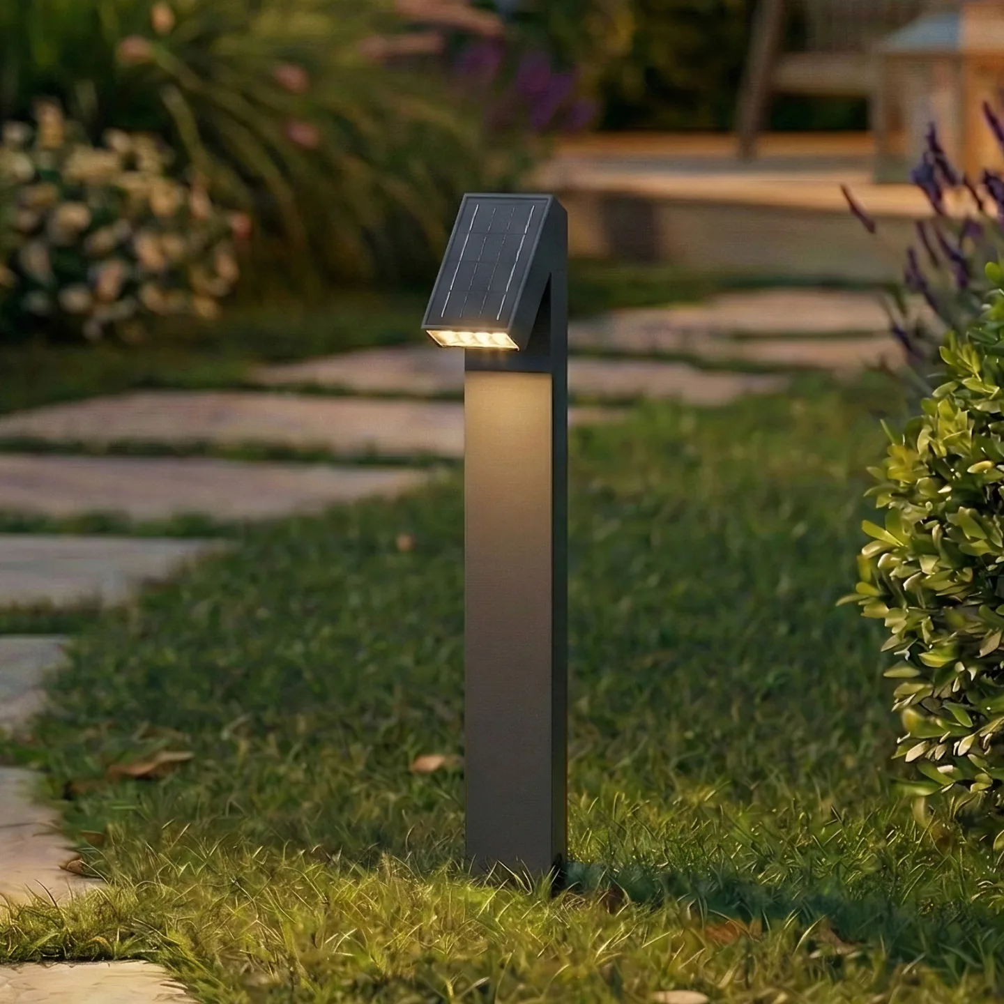 Lestor LED-solcellslampa, antracit, IP65, dimbar - PRIOS - Terrass - Modern - Aluminium - Vinklad