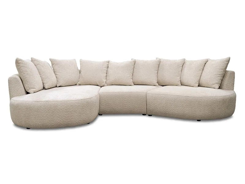 Ecksofa BOBOCHIC CALYPSO Boucle-Stoff weiss
