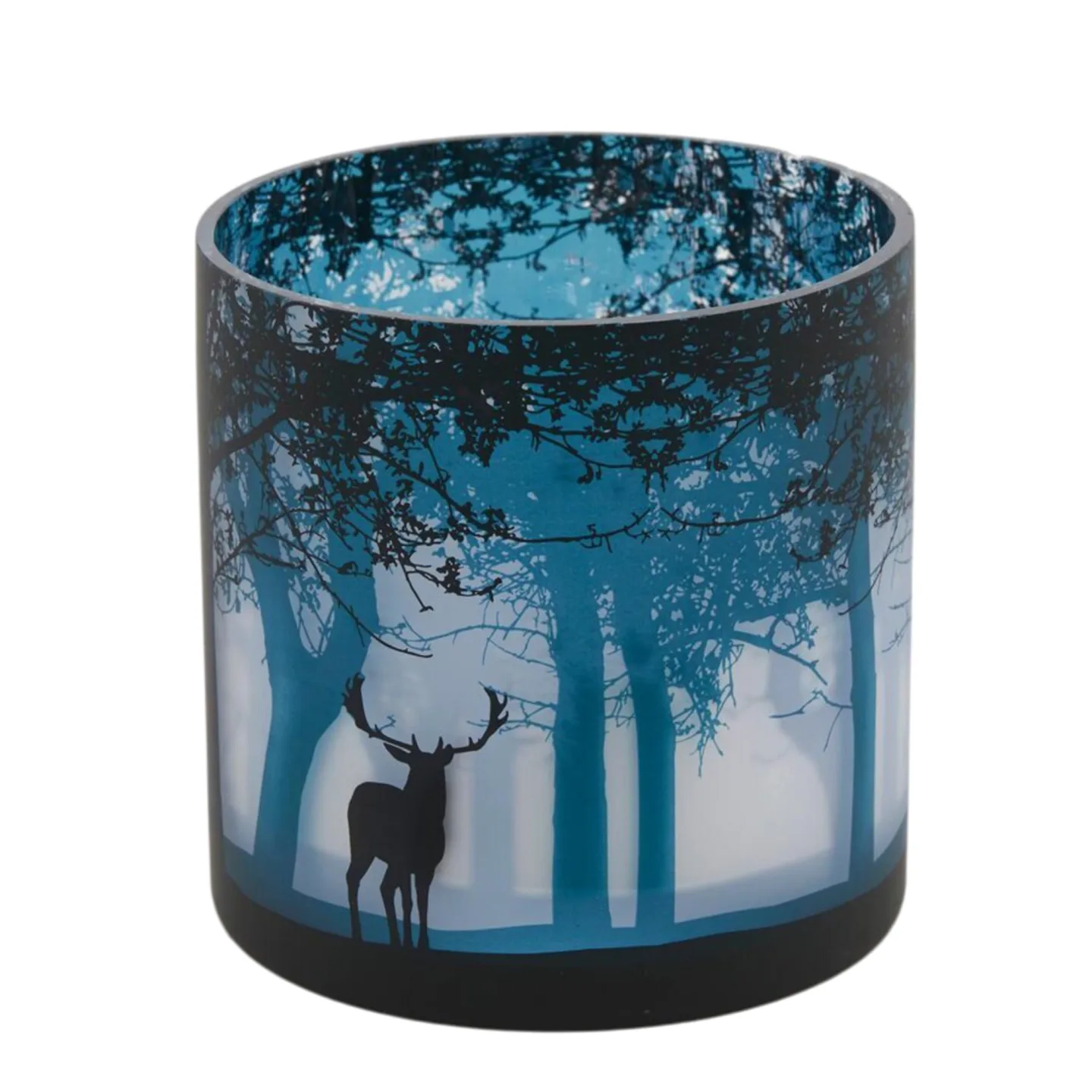 Edg Windlicht Waldlandschaft Blau H: 15 cm | Schubiger Möbel