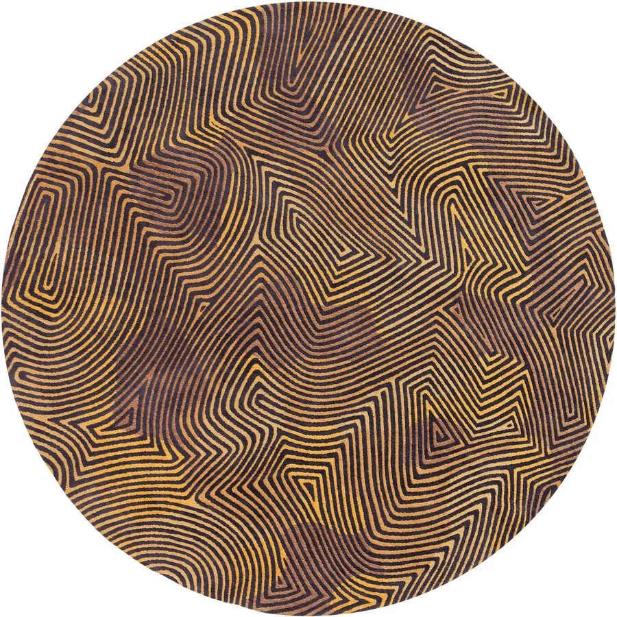 Teppich Coral Schwarz/Gold Polyester 140 cm 140 cm