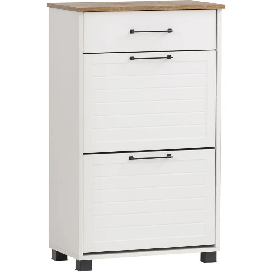 Schuhschrank Wimmis eiche landhaus/weiss Holzwerkstoff B 62 H 102 cm