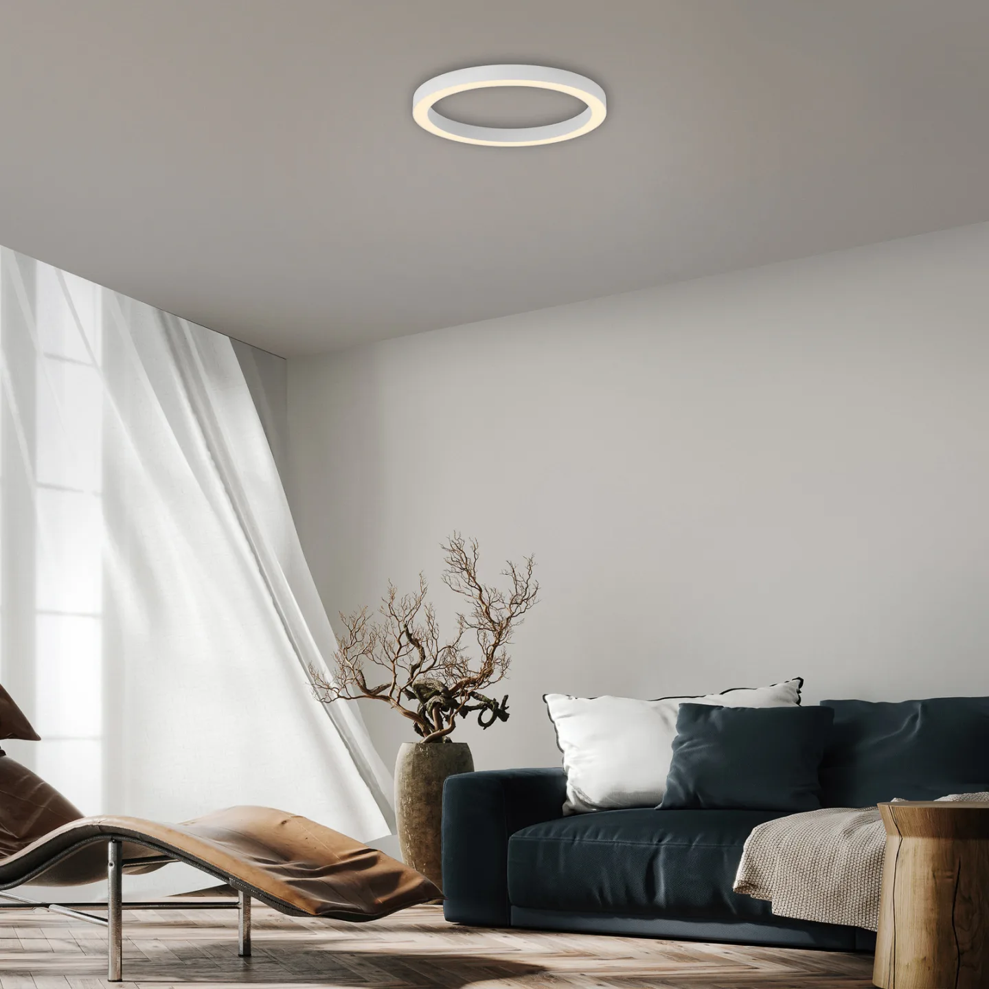 Lines LED-Deckenlampe, Ø50cm, weiß CCT, Fernbedienung - PURE - Wohnzimmer - Modern - Metall - Rund