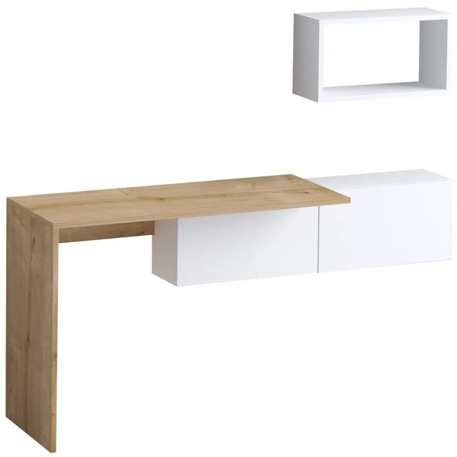 Schreibtisch Yemek weiss, braun Melamin B 145 T 45 cm