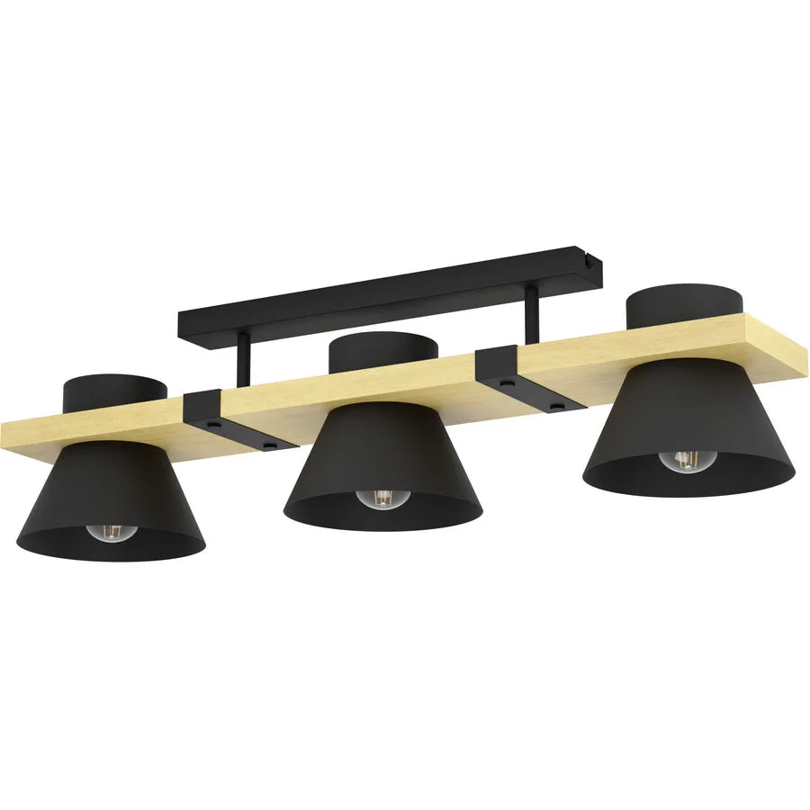 Eglo Deckenlampe Maccles Braun/Schwarz Stahl/Holz 18 cm 20.5 cm - Material: Holz/Stahl