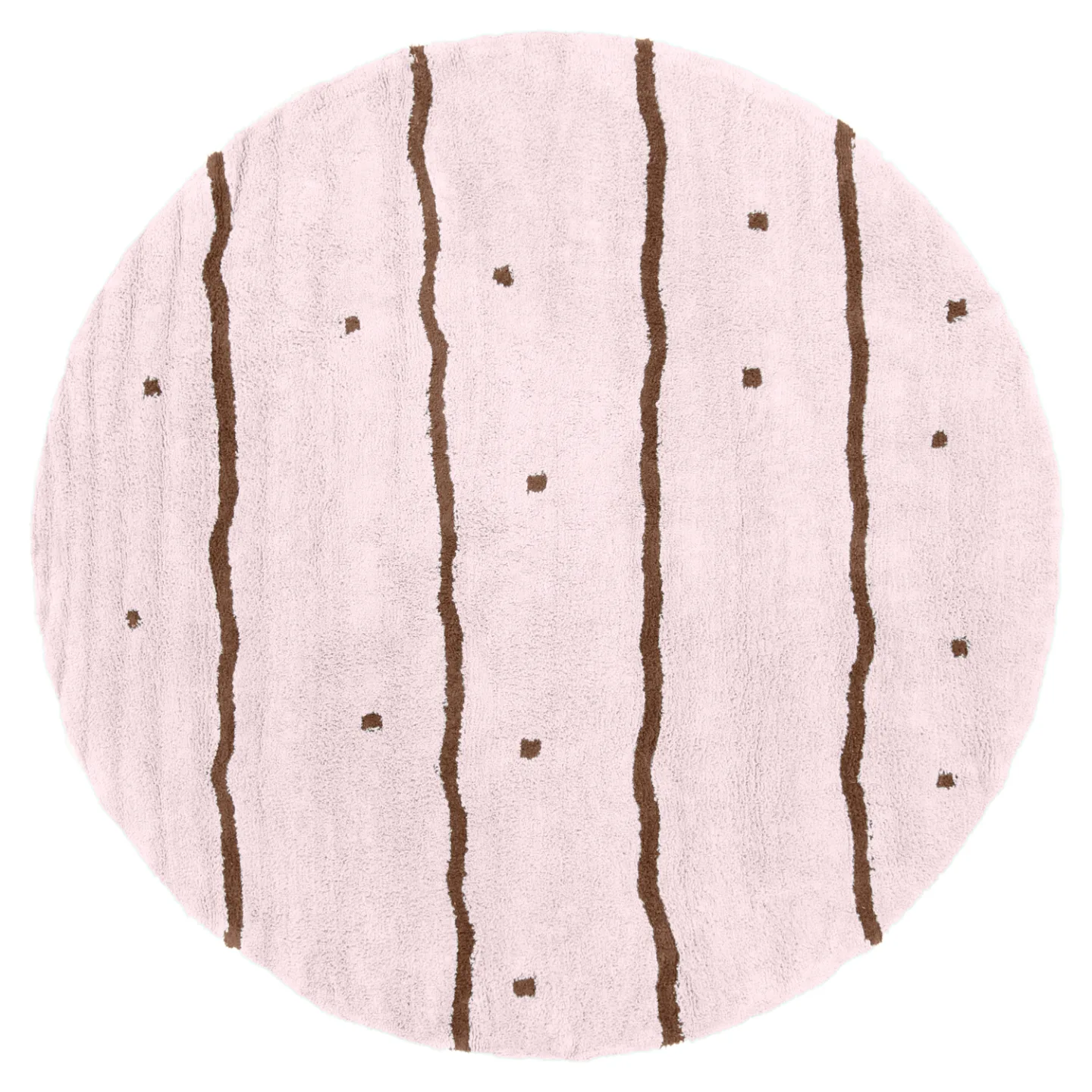 Rundt teppe - Leora Natural Cotton Shaggy (rosa/brun) (Størrelse: Ø 200 cm)