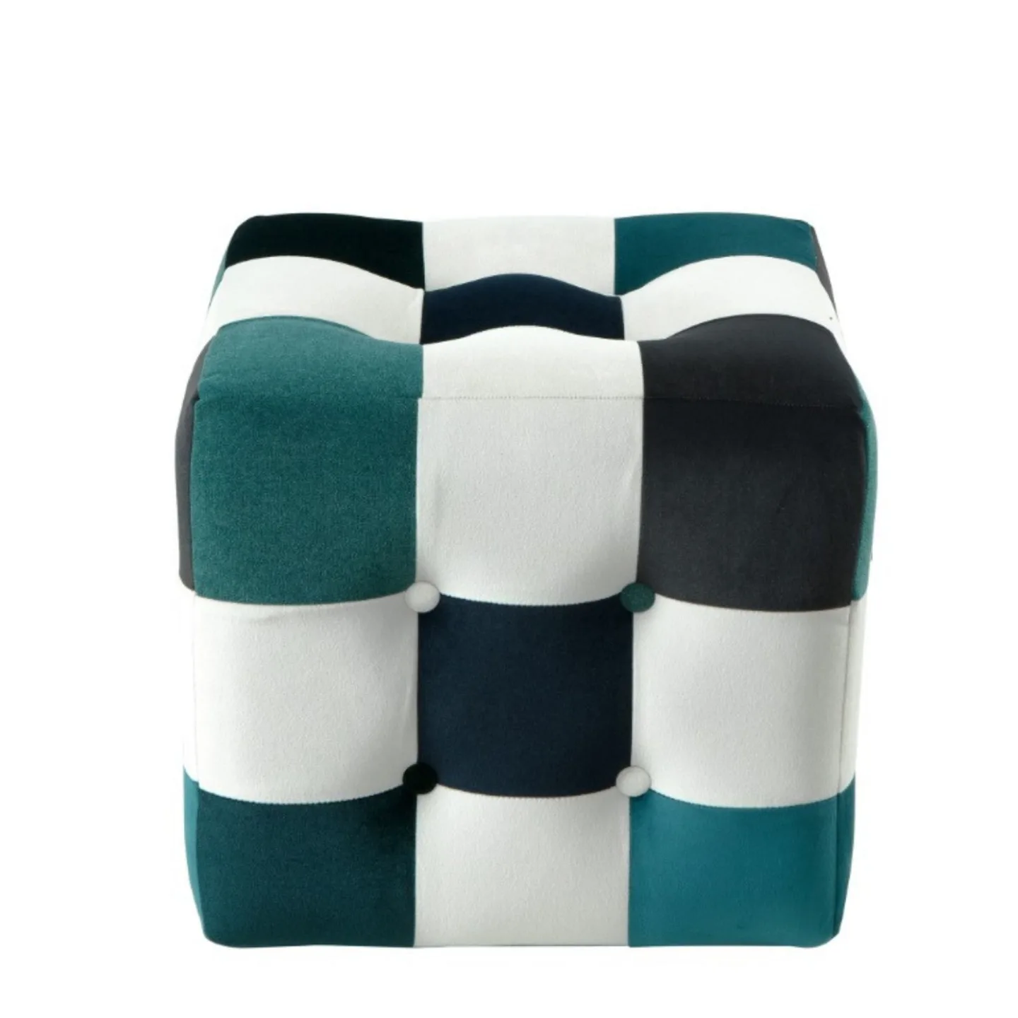 Peticire Sittpuff 42 cm - Vit, mörkblå, turkos