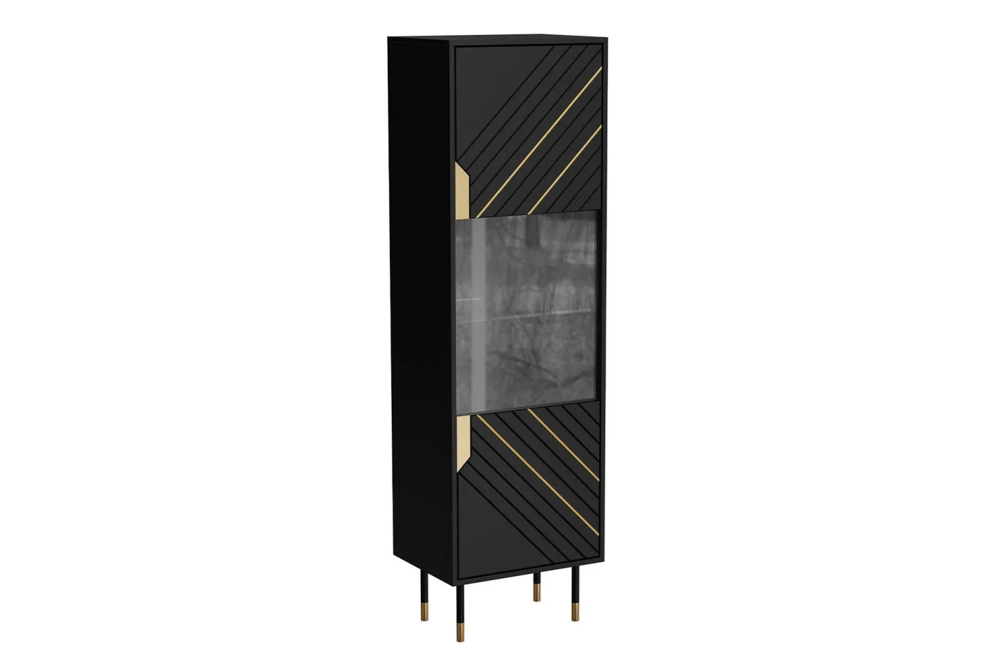Juniskär Vitrinskåp 40 cm djup 54 cm bred 180 cm hög Mörkt Trä Glas - Svart