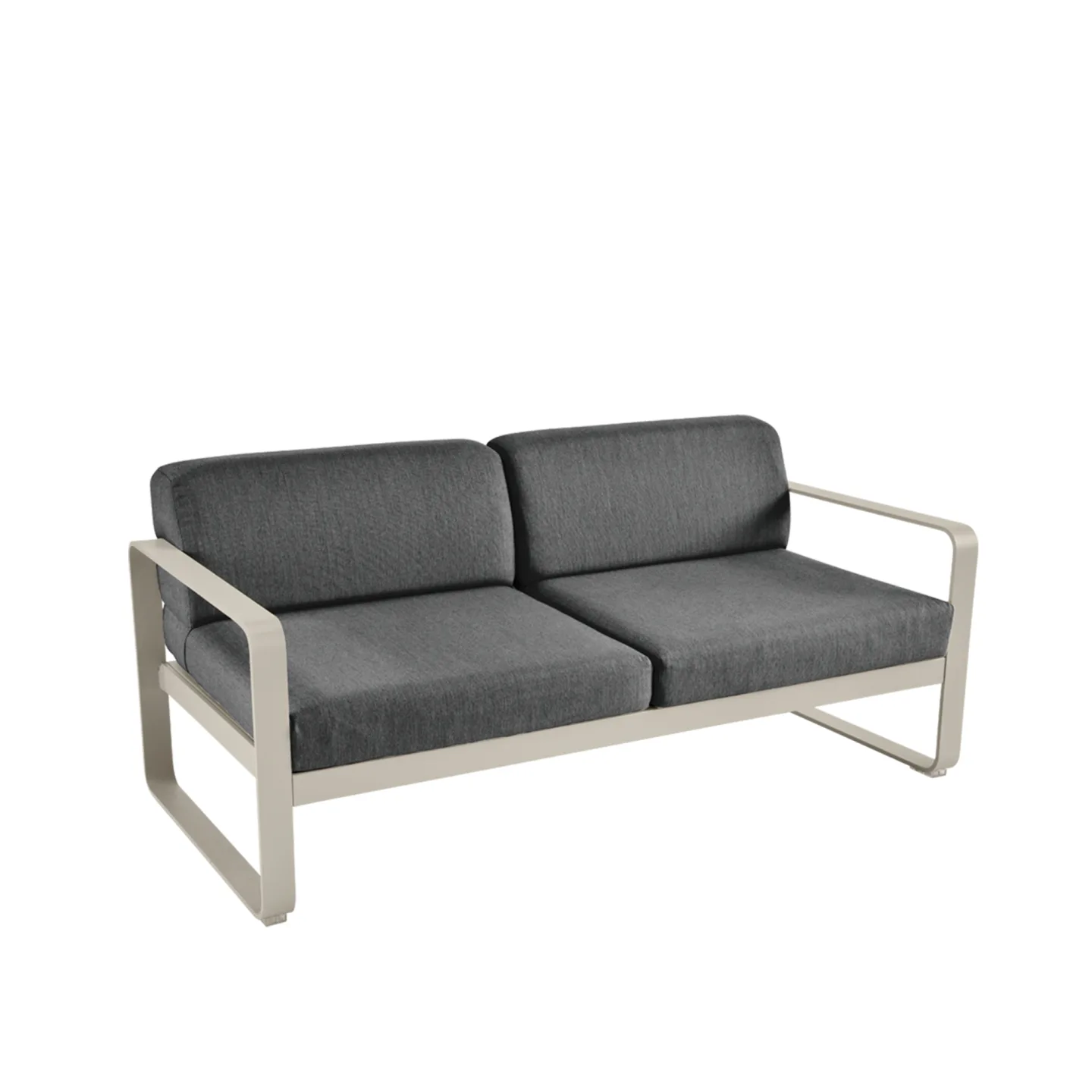 Fermob - Bellevie 2 Seater Sofa Graphite Grey Cushions, Red Ochre - Soffor utomhus - Pagnon & Pelhaître