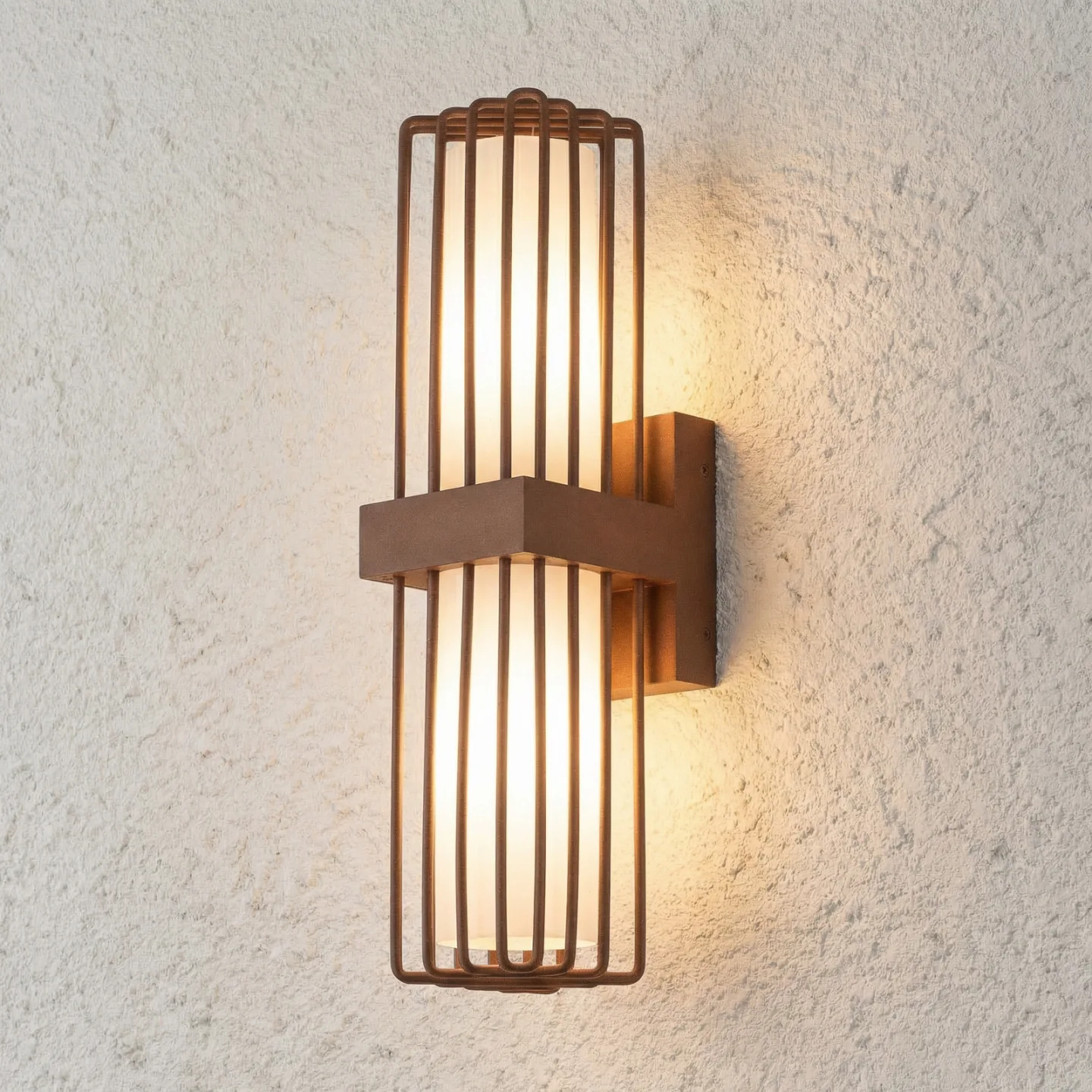 Chandan Außenwandleuchte, 2-flg., rost, E27, IP54 - Lucande - Balkon - Modern - Aluminium - Mehrflammig