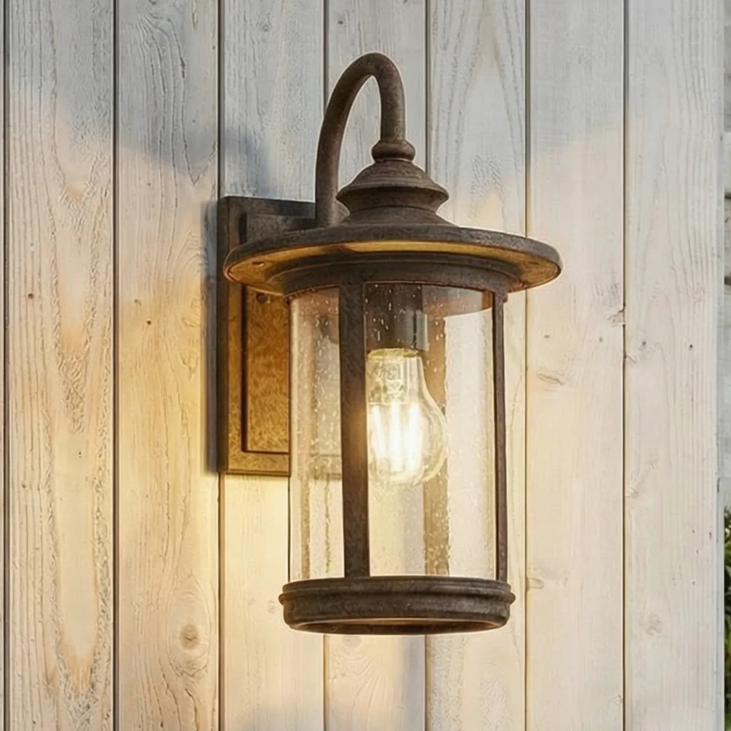 Zayn utendørs vegglampe, rustfarget, glass, IP23 - Lindby - Terrasse - Antikk - Aluminium - Med en lyskilde