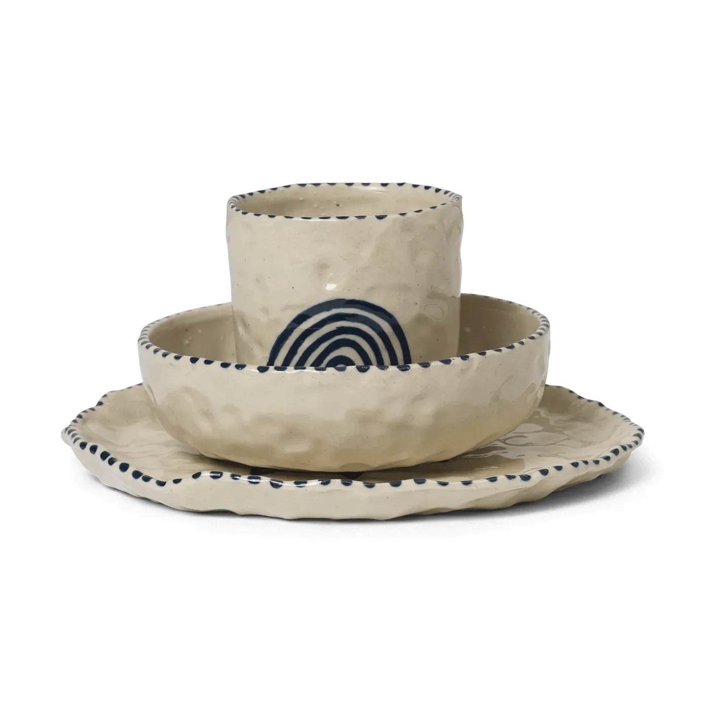 Ferm Living Naive barnservis 3 delar Deep blue